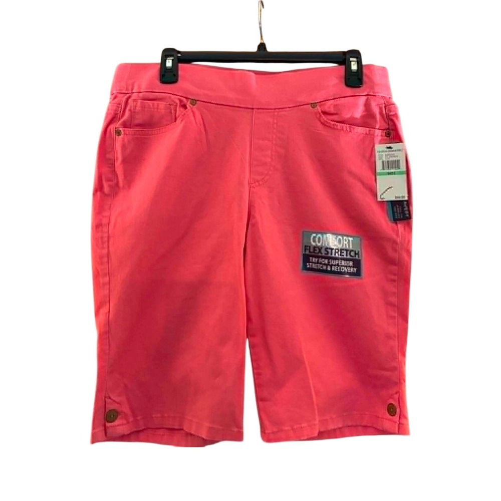 Gloria Vanderbilt Avery Bermuda Shorts Womens 8 Pink Pull On Stretch Coastal